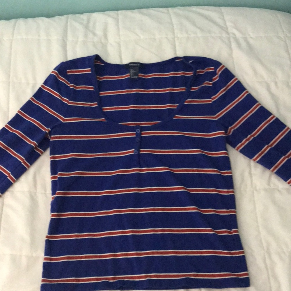 blue with red and white horizontal stripes
